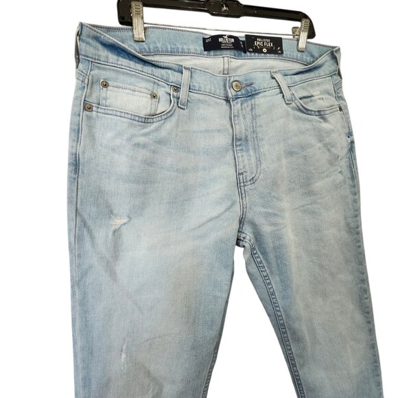 NWT Hollister Epic‎ Flex Slim Straight Jeans Men's 34 x 34 Blue Light Wash - Picture 2 of 12